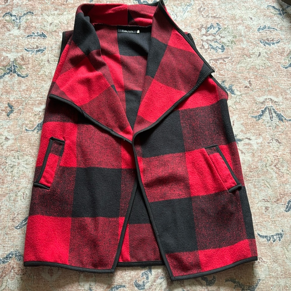 Women’s buffalo plaid vest.